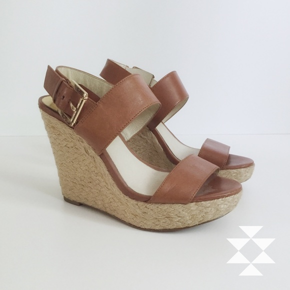 Michael Kors Shoes - Michael Kors Tan Wedge Platform Sandals 6.5M